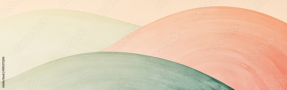Poster Minimalist arcs of gradient pencil strokes create a serene visual landscape with soft color transitions