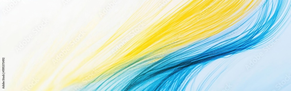 Poster flowing lines of gradient pencil strokes in vibrant blue and yellow hues create an artistic composit