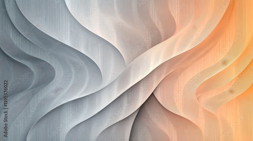 Aufkleber Gradient elegance with flowing pencil strokes creating a harmonious visual experience in subtle hues of gray and orange