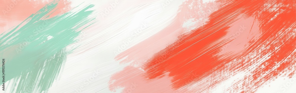 Poster Elegant coral and mint strokes create a vibrant abstract background for artistic projects and design work