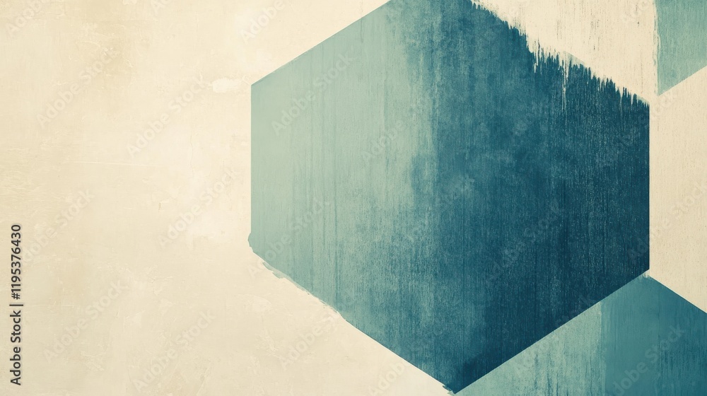Poster elegant minimalist composition featuring a textured hexagonal shape against a soft background