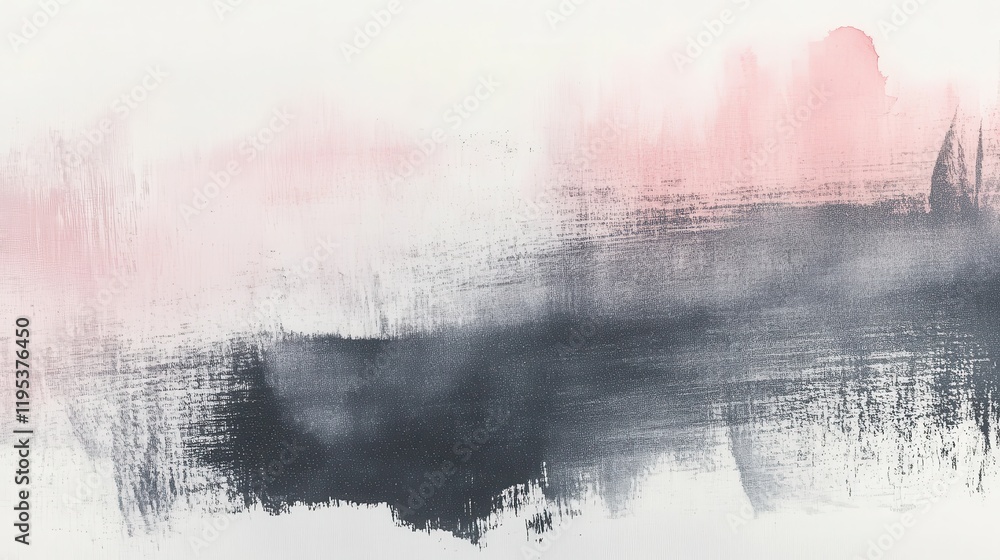 Poster elegant muted strokes create a serene abstract landscape in soft pastels