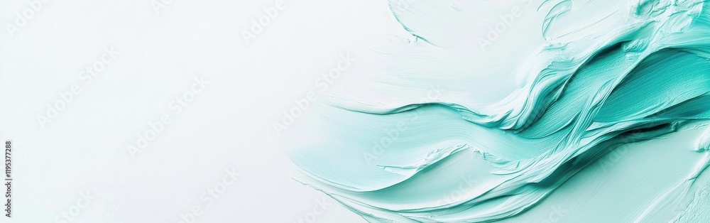 Poster Abstract white composition featuring delicate aqua textures with smooth gradients and subtle movement