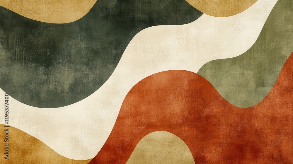 Poster Abstract wave forms featuring muted earth tones create a harmonious blend of colors and shapes in a unique design