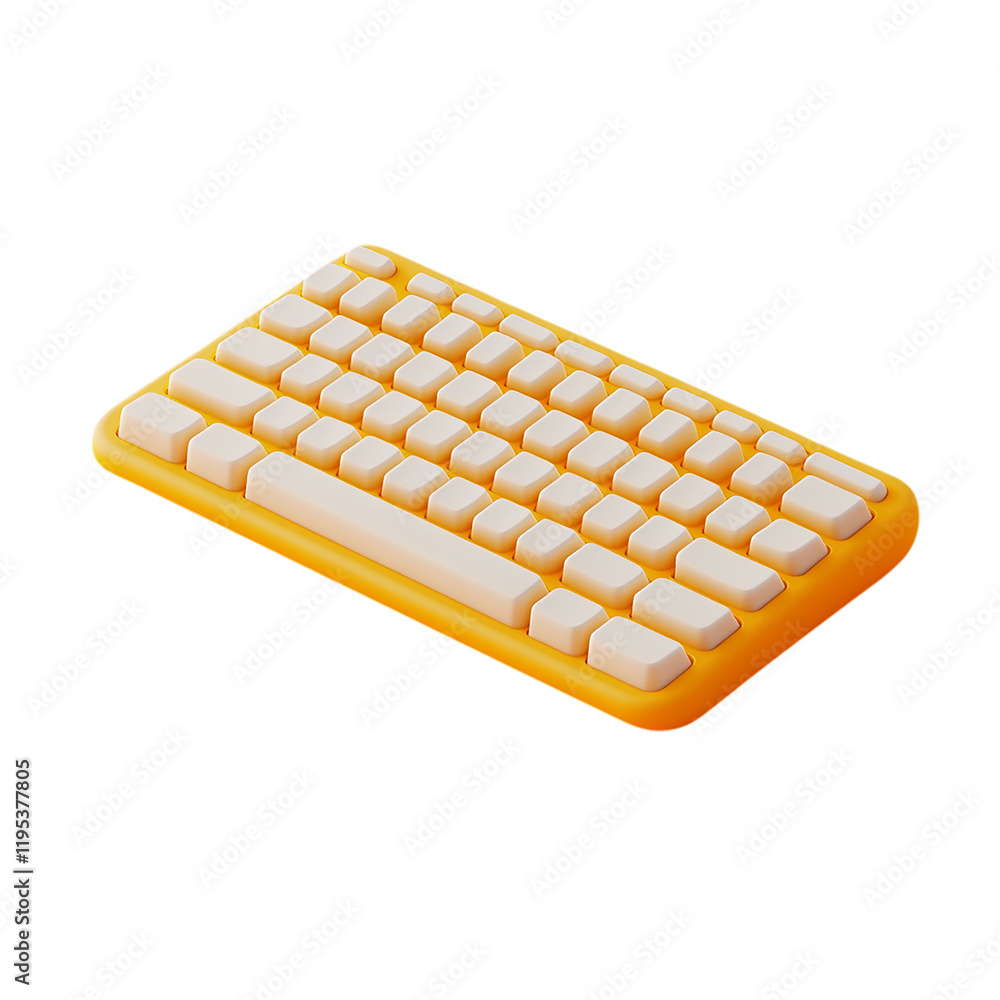 Poster cute yellow keyboard: a 3d render of a compact and colorful keyboard