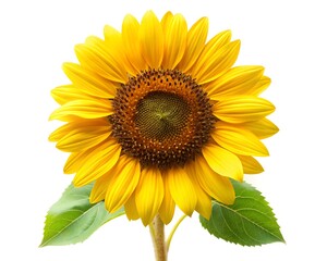 Naklejka premium sunflower with leaf isolated on a white background