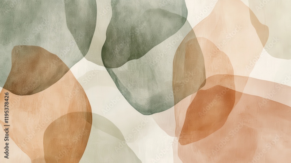Poster Abstract pencil strokes create a subtle background of earthy tones and gentle shapes
