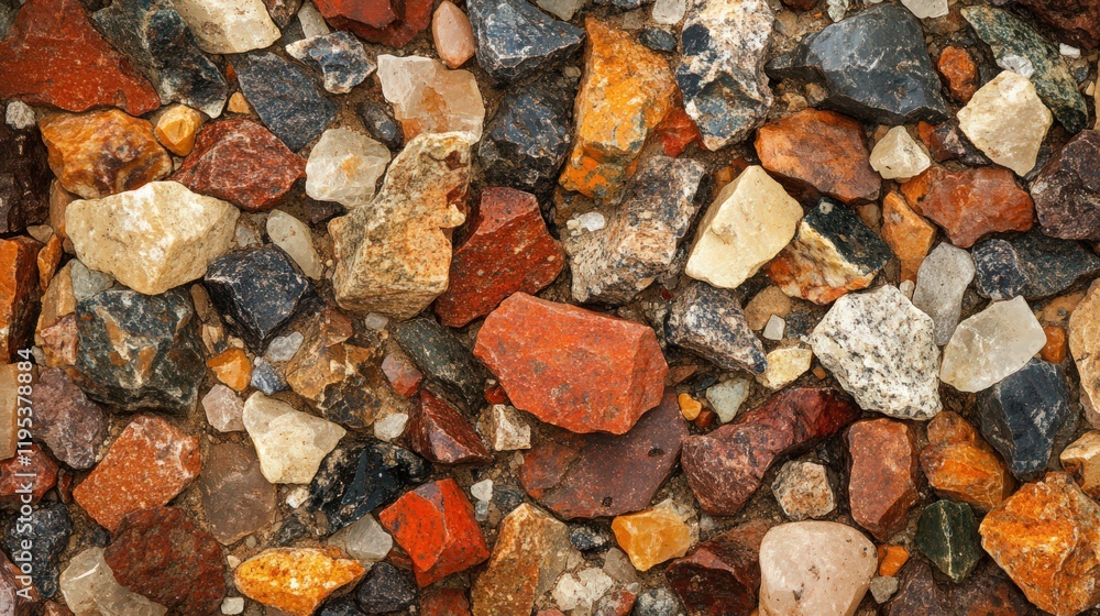 Poster a textured close up view of rocks and stones of different colors and sizes