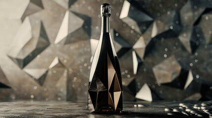 3D render champagne bottle visualized with a futuristic and innovative presentation, highly detailed