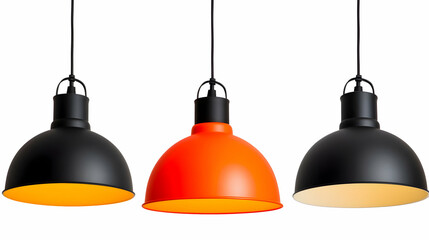 Orange and Black Pendant Lamps 3D Illustration