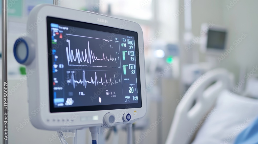 Aufkleber digital stethoscope close up of patient monitoring device display