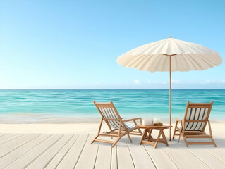 Beach Chairs 3D Illustration: Summer Vacation