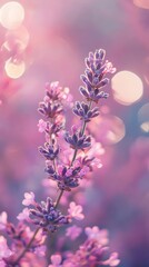 Obraz premium Vibrant lavender blooms against a soft gradient background in a tranquil setting
