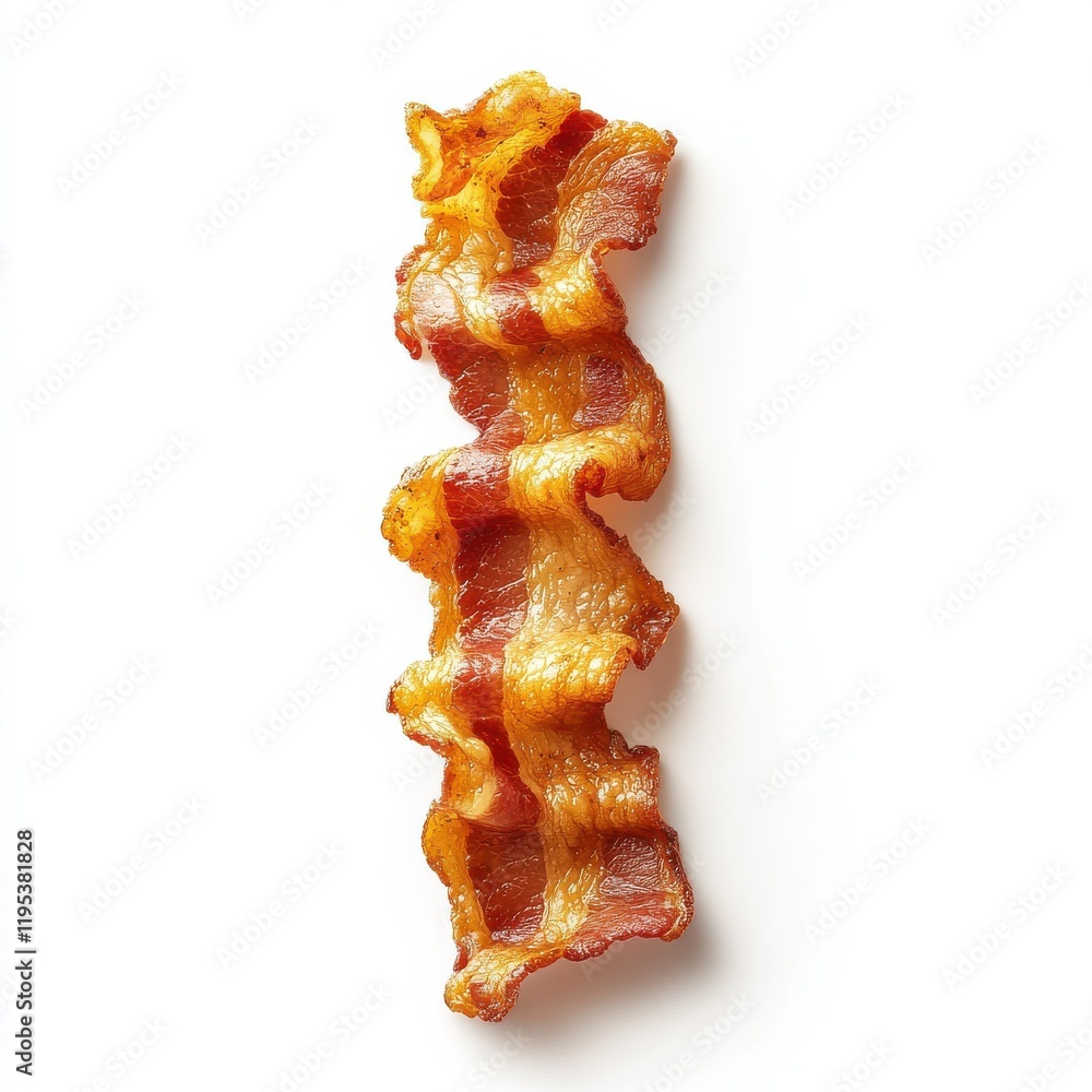 Poster Crispy bacon strip with golden color ideal for breakfast or cooking purposes in a clean setting