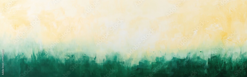 Poster emerald green gradient transitioning to soft yellow hues capturing serenity and calmness