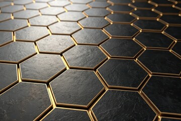 Abstract Hexagonal Pattern with Gold Accents A Luxurious Design