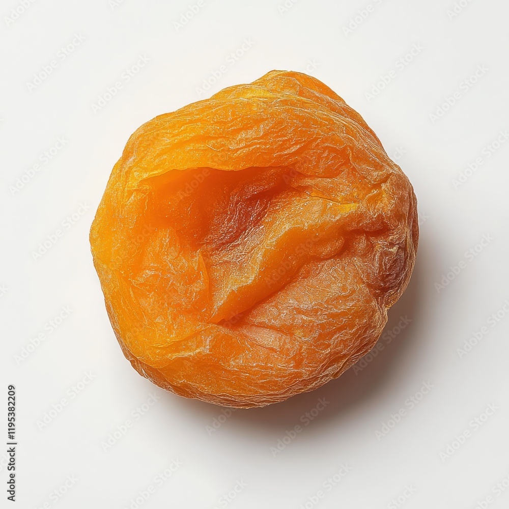 Poster dried apricot on a clean white background showcasing its rich orange color and unique texture