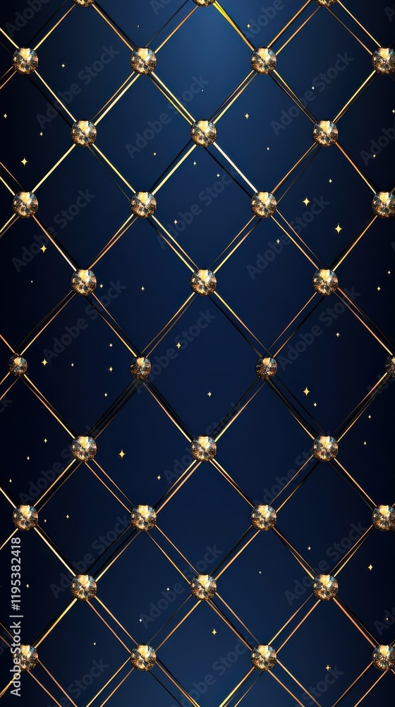 Poster shimmering golden diamond pattern on deep blue background creating a luxurious and elegant atmospher