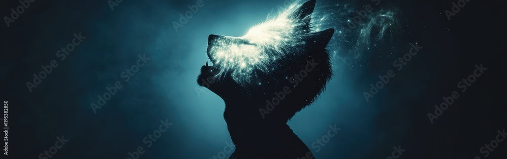 Aufkleber silhouette of a man's profile against a vibrant blue background capturing a moment of tranquility an