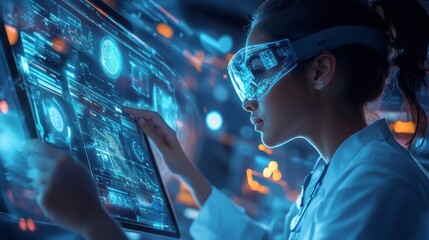 Obraz premium Professional Reviews Medical Data with Digital Health Technology