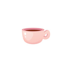 Vector illustration with a mug of hot coffee isolated on a white background.