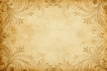 Antique Paper Background with Ornate Floral Border Design