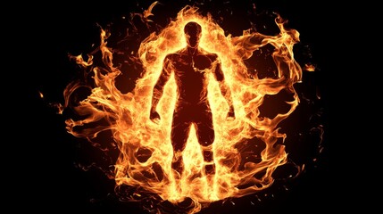 Fiery Silhouette: Embodiment of Intense Power and Passion