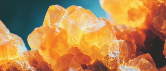 Golden crystal formations glisten under soft lighting in an artistic display of nature's beauty