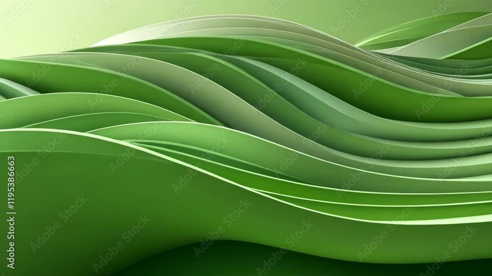 Poster abstract green waves create a calming atmosphere with smooth textures and gradients in a serene land