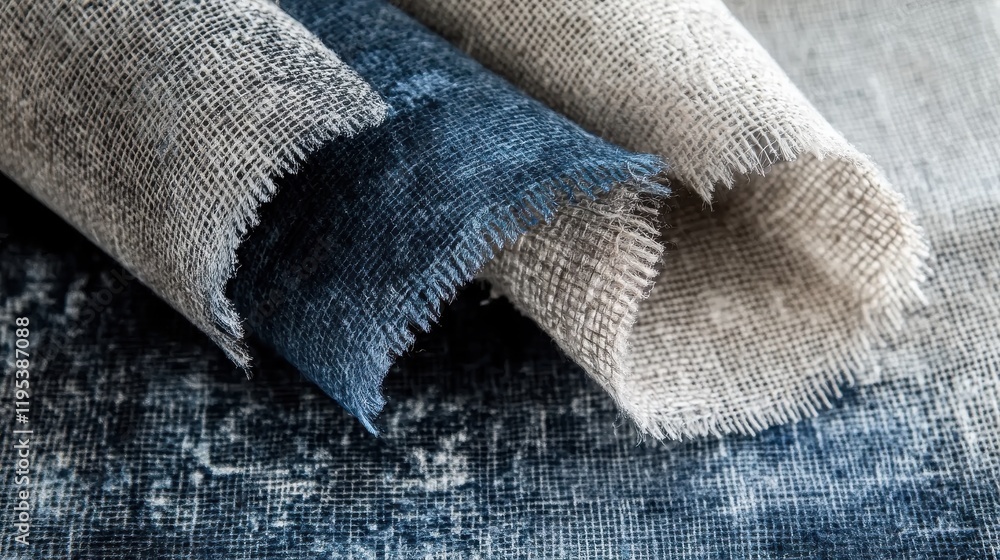 Aufkleber Dynamic burlap pattern with cool tones showcasing texture and color in textile design
