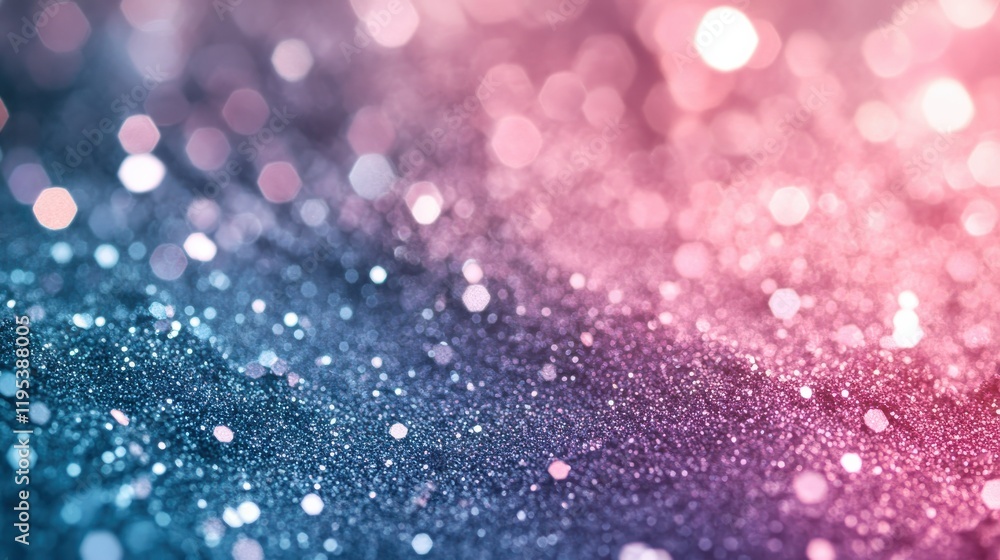 Aufkleber Calming gradient of aqua blue blending into soft pink with sparkling elements creating a serene visual atmosphere