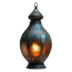 Intricate Blue and Gold Moroccan Lantern