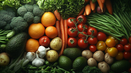 Many Types of Vegetables and Fruits for Healthy Eating Fresh Produce and Nutritional Benefits Generative AI