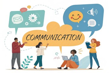 Fototapeta premium Effective Teamwork Diverse Group Collaborating Through Modern Communication Channels