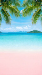 Pink Beach Paradise Background Illustration