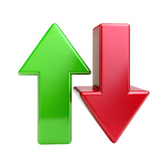 Green Up Arrow Red Down Arrow 3D Shiny Icons sign signs stock trend arrows symbol design  