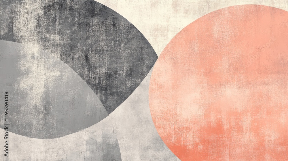 Poster Soft pastel half-circles in pencil strokes create a harmonious abstract design on a textured background