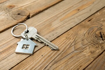 House keys resting on a rustic wooden surface, symbolizing homeownership and new beginnings