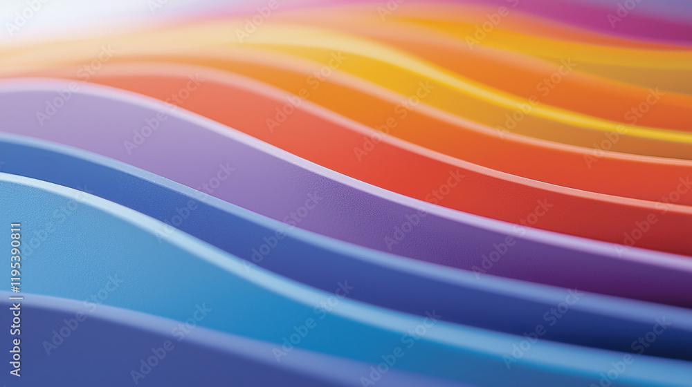 Poster Colorful waves of paper create vibrant and dynamic visual effect