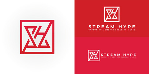 The dynamic and visually striking logo design features the initials SH interwoven in a bold, geometric pattern. The logo is ideal for businesses in film, music, television, and other creative fields.