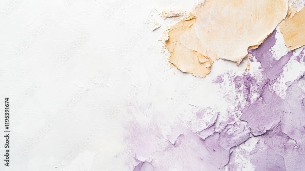 Aufkleber Elegant white canvas featuring soft textured patches and a single pencil resting on the surface for artistic expression