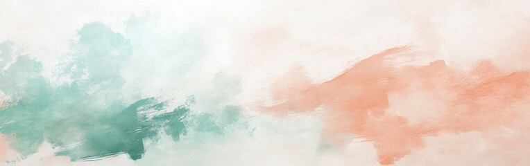 Fototapeta premium Elegant pastel mint and coral abstract art creates a serene and refreshing atmosphere in the room