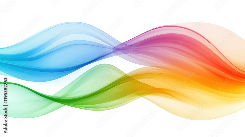 Poster Colorful flowing waves create vibrant and dynamic abstract background