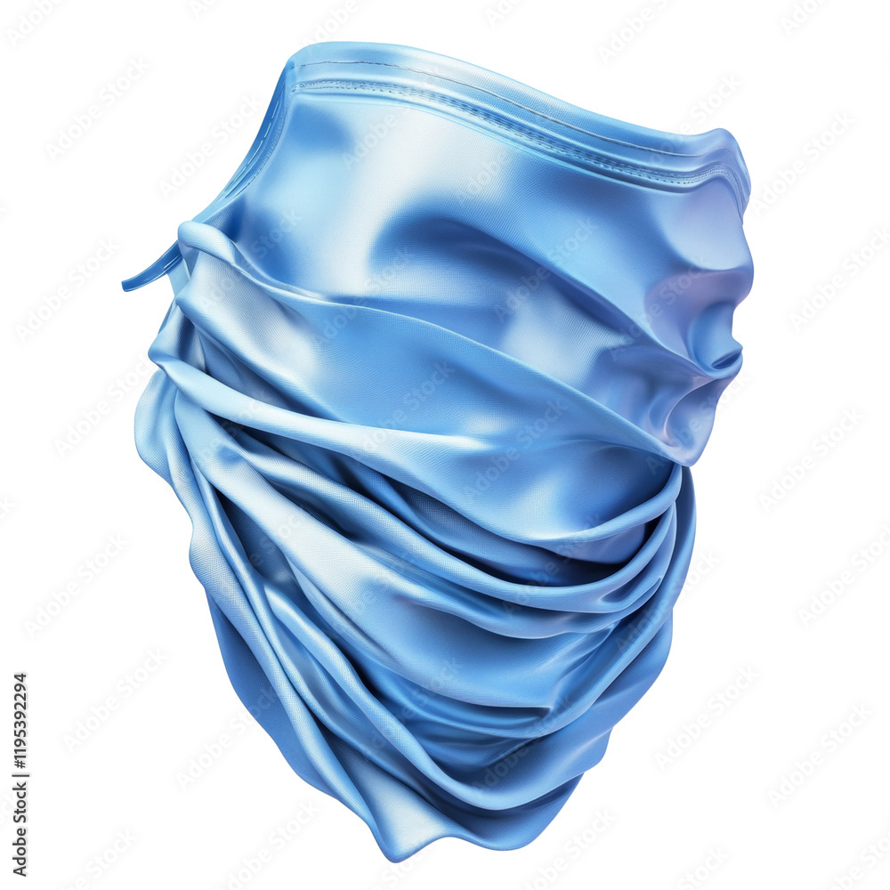 Poster A digitally rendered image showcases a light blue fabric draped to show its texture and flowing form against a black background.