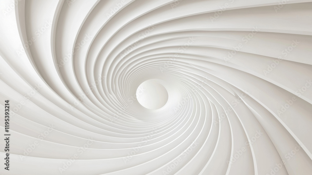 Aufkleber spiral architectural design with smooth white curves creates calming effect