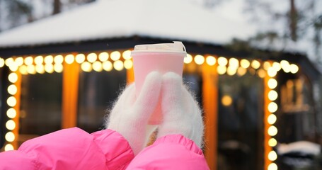 Pink hue captures winter trend that captivates passersby, showcasing trend for cheerful branding, allowing trend to spread across social channels, inspiring modern seasonal aesthetics.