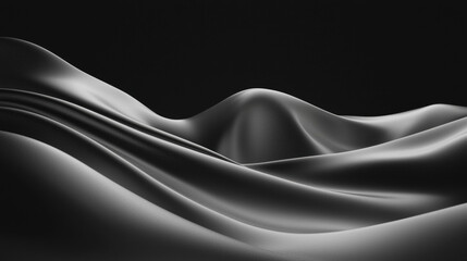 Fototapeta premium Sleek black fabric waves create smooth, flowing texture in minimalist design