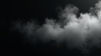 fog or smoke isolated on dark background, abstract texture with empty black space