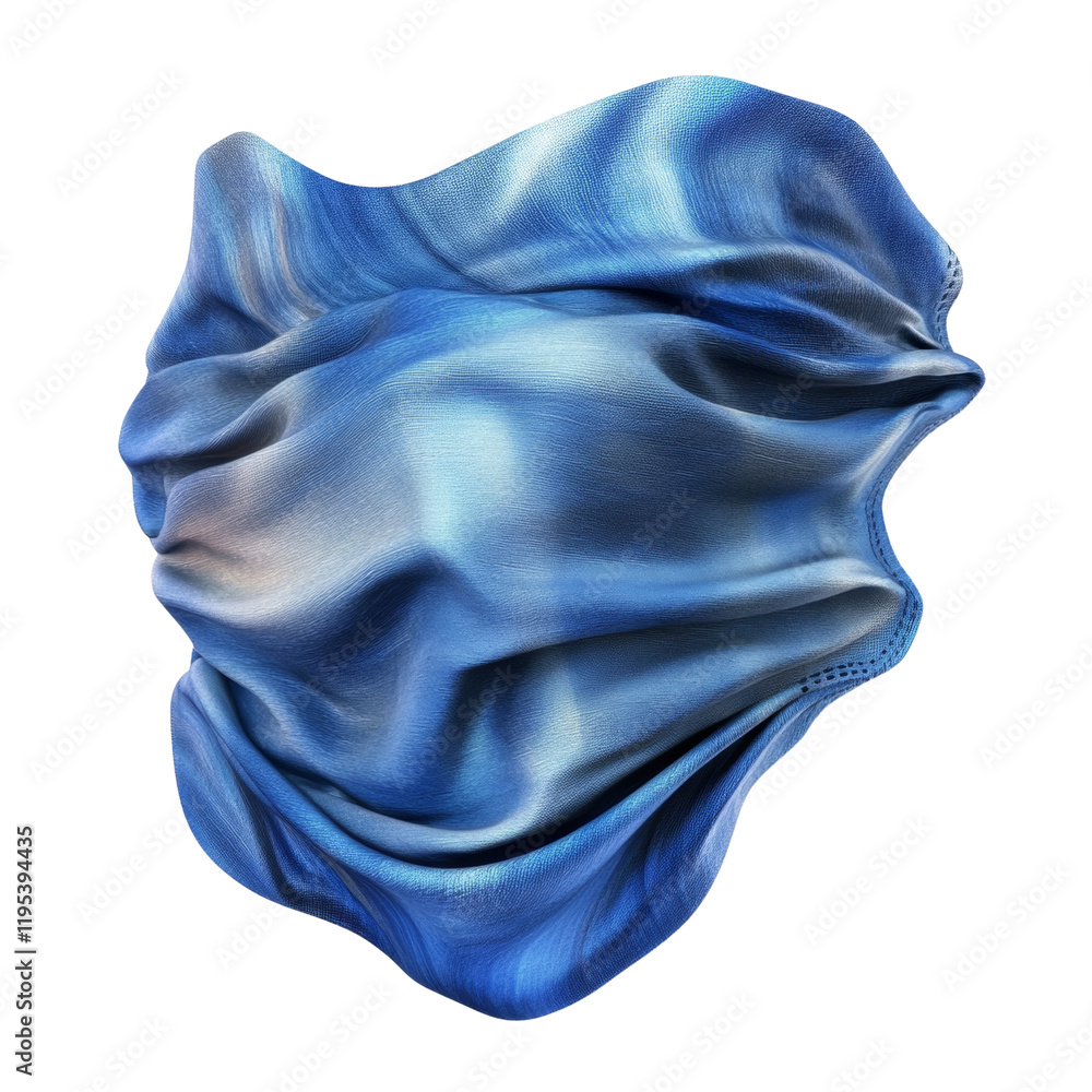 Poster A digitally rendered image showcasing a blue fabric mask in an abstract and artistic draped style.