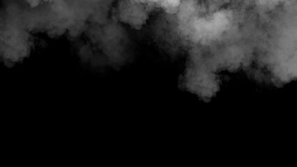 Abstract misty fog on isolated black background. Smoke stage studio. Texture overlays. The concept of aromatherapy.